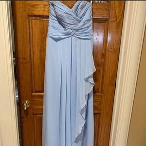 Strapless ice blue bridesmaid dress David’s bridal